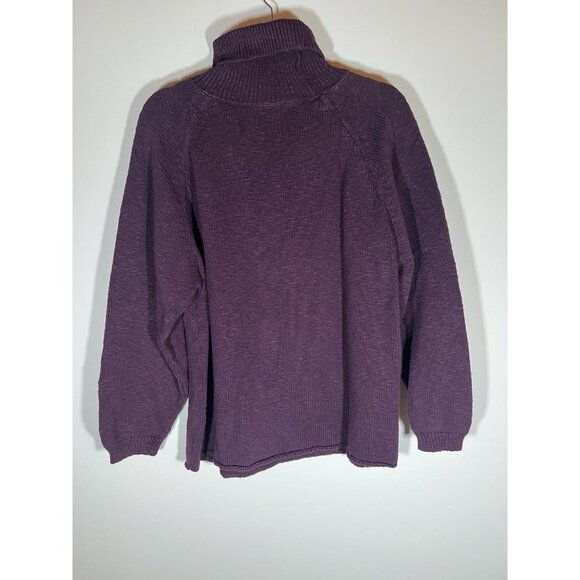 Vintage 90s Erik Stewart purple cotton turtleneck oversized preppy sweater XL - Picture 3 of 8